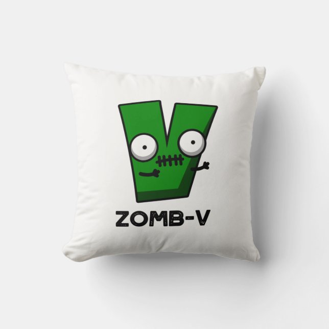 Zomb-V Grappig Halloween Zombie Alfabet V Pun Kussen (Voorkant)