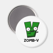Zomb-V Grappig Halloween Zombie Alfabet V Pun Magneet (Voorkant / Achterkant)