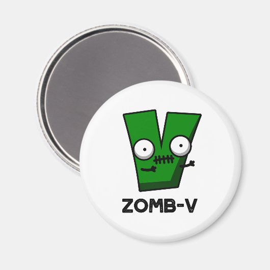Zomb-V Grappig Halloween Zombie Alfabet V Pun Magneet (Voorkant / Achterkant)
