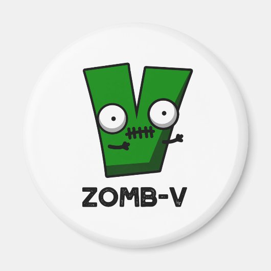 Zomb-V Grappig Halloween Zombie Alfabet V Pun Magneet (Voorkant)