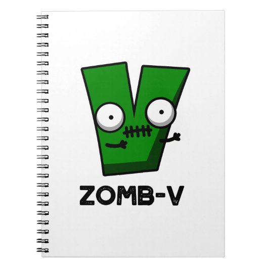 Zomb-V Grappig Halloween Zombie Alfabet V Pun Notitieboek (Voorkant)