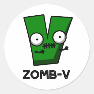 Zomb-V Grappig Halloween Zombie Alfabet V Pun Ronde Sticker