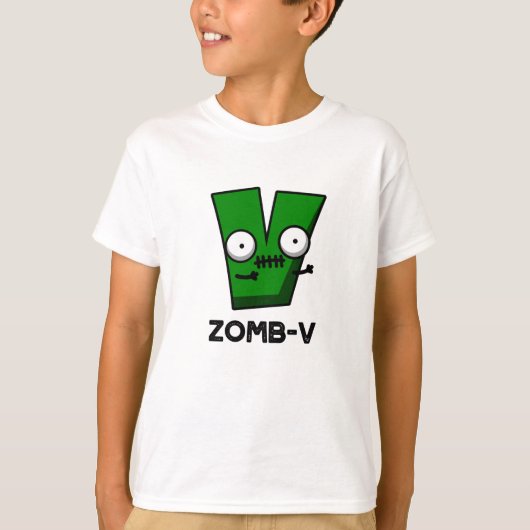 Zomb-V Grappig Halloween Zombie Alfabet V Pun T-shirt (Voorkant)