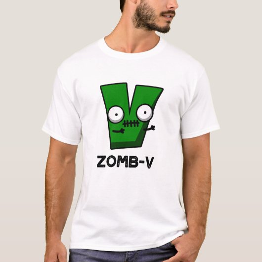 Zomb-V Grappig Halloween Zombie Alfabet V Pun T-shirt (Voorkant)