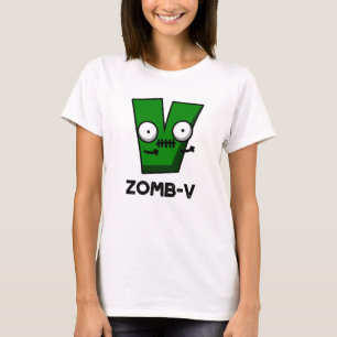 Zomb-V Grappig Halloween Zombie Alfabet V Pun T-shirt