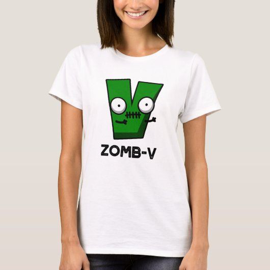 Zomb-V Grappig Halloween Zombie Alfabet V Pun T-shirt (Voorkant)