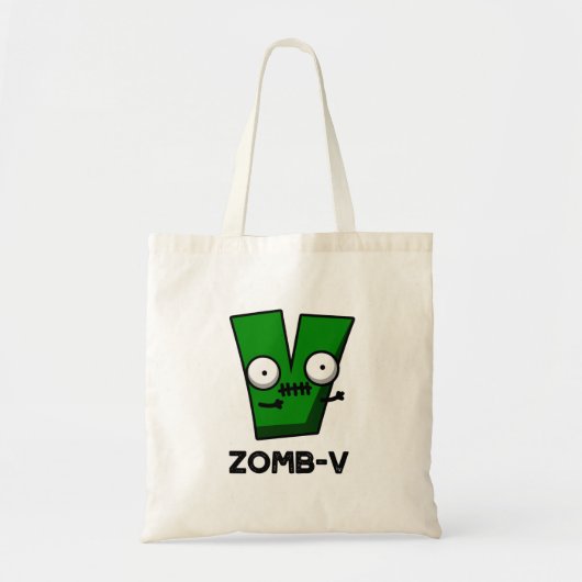 Zomb-V Grappig Halloween Zombie Alfabet V Pun Tote Bag (Voorkant)