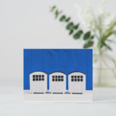 Zombalkcabines in blauw en wit briefkaart (Staand voorkant)