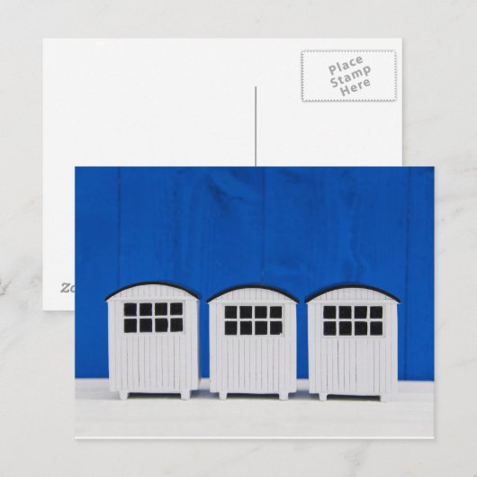 Zombalkcabines in blauw en wit briefkaart (Voorkant / Achterkant)