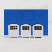 Zombalkcabines in blauw en wit briefkaart (Voorkant)