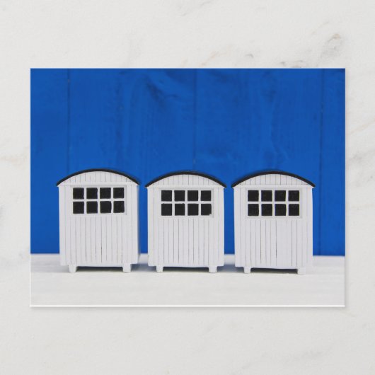 Zombalkcabines in blauw en wit briefkaart (Voorkant)