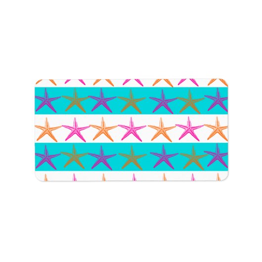 Zombalthema Starfish op Blauwgroen strepen Etiket (Voorkant)