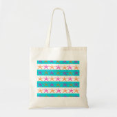 Zombalthema Starfish op Blauwgroen strepen Tote Bag (Voorkant)