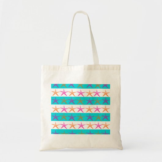 Zombalthema Starfish op Blauwgroen strepen Tote Bag (Voorkant)