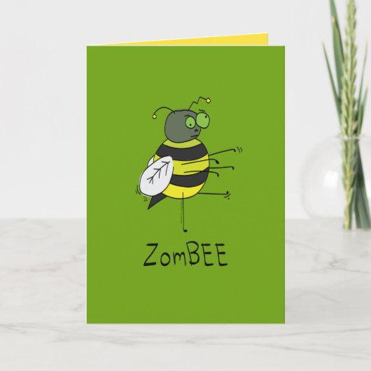 ZomBEE - Grappige Halloween Zombie Bij Wenskaart Kaart (Voorkant)