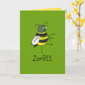 ZomBEE - Grappige Halloween Zombie Bij Wenskaart Kaart (Gele Bloem)