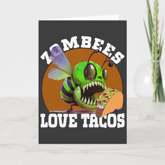 Zombees Love Tacos Zombee Zombie Bee Kaart (Voorkant)