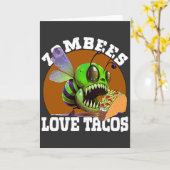 Zombees Love Tacos Zombee Zombie Bee Kaart (Gele Bloem)