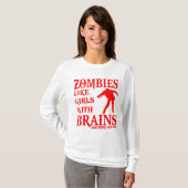 ZOMBIA ZOALS MEISJES MET RODE LOGO BRAINEN T-SHIRT (Voorkant volledig)
