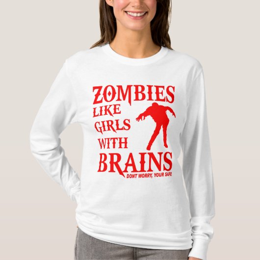ZOMBIA ZOALS MEISJES MET RODE LOGO BRAINEN T-SHIRT (Voorkant)