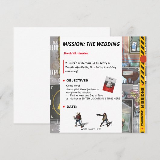 Zombicide Mission Wedding Invitation (Voorkant / Achterkant)