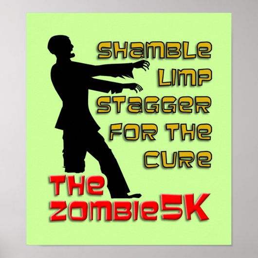 Zombie 5K Funny Poster (Voorkant)