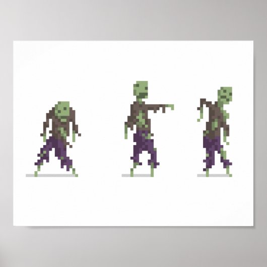 Zombie 8-bits Pixel Art Wide Poster (Voorkant)