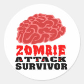 Zombie aanval overlevende ronde sticker (Voorkant)