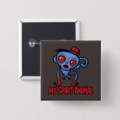 Zombie Aap Is Mijn Geestdier Vierkante Button 5,1 Cm (Voorkant /achterkant)