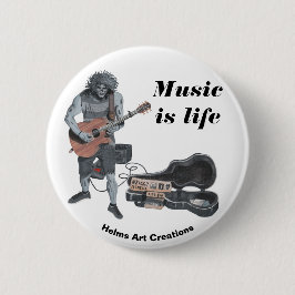 Zombie Akoestische Gitaar Muziek Fantasy Art Butto Ronde Button 5,7 Cm