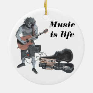 Zombie Akoestische Gitaar Muziek Fantasy Art Ornam Keramisch Ornament