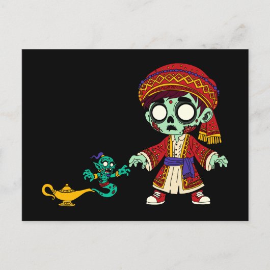 Zombie Aladdin & Zombie Genie Briefkaart (Voorkant)