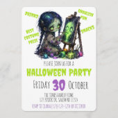 Zombie & Alien Halloween-feest uitnodigingen (Voorkant)