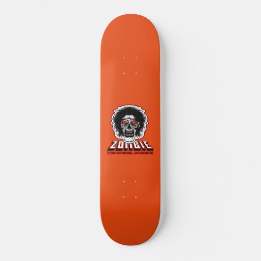 ZOMBIE Als je niet loopt, moet je dat zijn! Oranje Persoonlijk Skateboard (Voorkant)