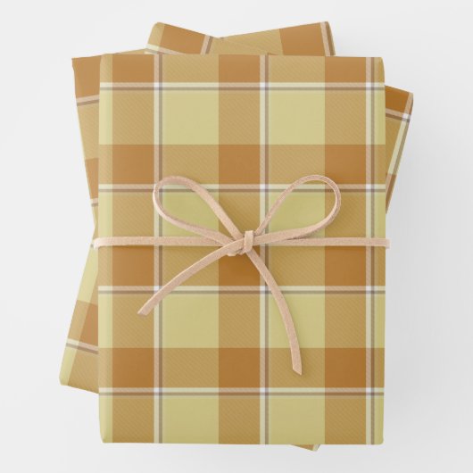 Zombie and Copper Plaid Tan Beige Inpakpapier Vel (In situ)