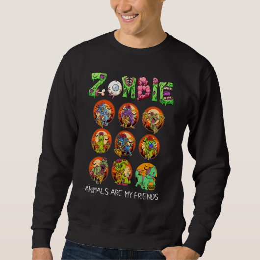 Zombie Animals Are My Friends Halloween For Kids M Trui (Voorkant)
