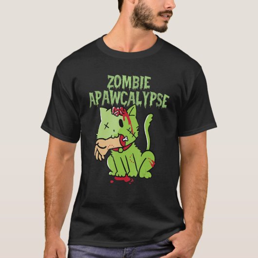 Zombie Apawcalypse Cute Kitten Zombie Zombie Cat T-shirt (Voorkant)