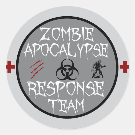 Zombie apocalyps-responsteam ronde sticker (Voorkant)