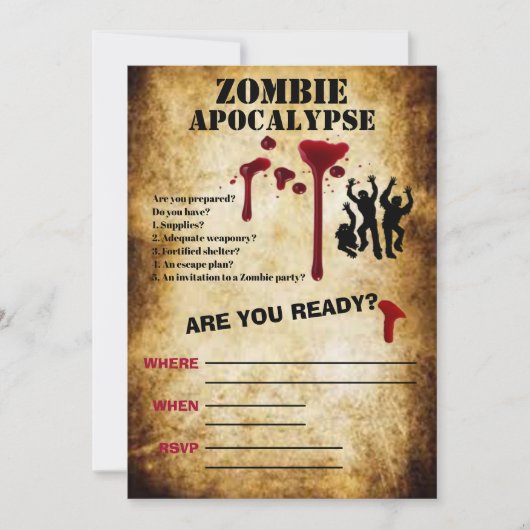 Zombie Apocalypse eng Halloween Kaart (Voorkant)