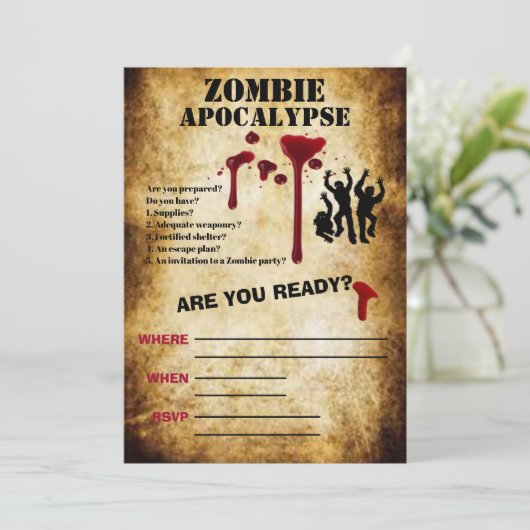 Zombie Apocalypse eng Halloween Kaart (Staand voorkant)