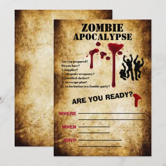 Zombie Apocalypse eng Halloween Kaart (Voorkant / Achterkant)