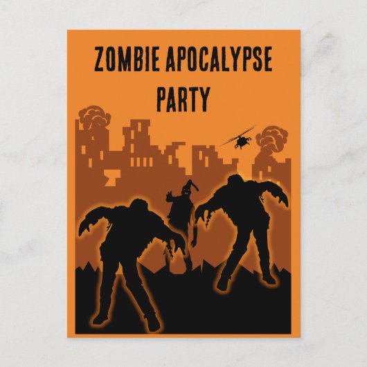Zombie Apocalypse Feest Uitnodiging Briefkaart (Voorkant)