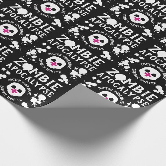 Zombie Apocalypse Gepersonaliseerd Zwart-wit Cadeaupapier (Hoek)
