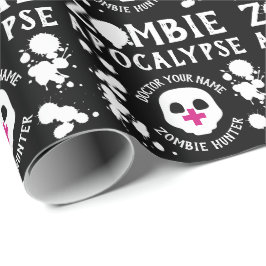 Zombie Apocalypse Gepersonaliseerd Zwart-wit Cadeaupapier