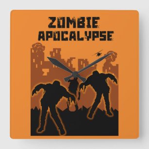 Zombie Apocalypse geschenken Vierkante Klok