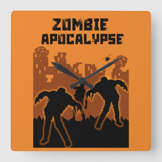 Zombie Apocalypse geschenken Vierkante Klok (Voorkant)