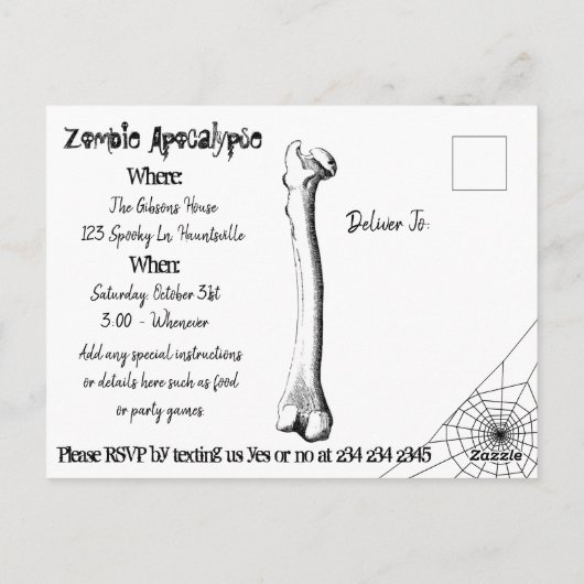 Zombie Apocalypse Halloween Party uitnodiging (Achterkant)