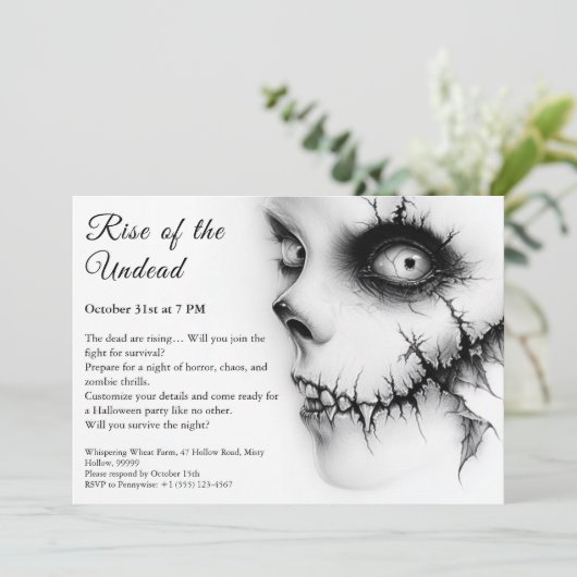 Zombie Apocalypse Halloween Undead Party Alert Kaart (Staand voorkant)