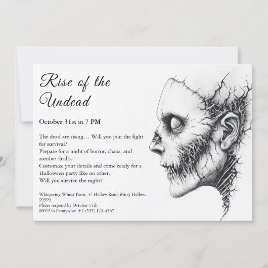 Zombie Apocalypse Halloween Undead Party Alert Kaart (Voorkant)