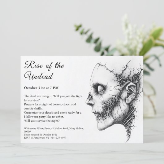 Zombie Apocalypse Halloween Undead Party Alert Kaart (Staand voorkant)